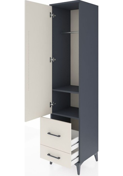 Hyperion Dolap 2 Raflı 2 Çekmeceli Tek Askılı 44x44x195 Antrasit-aytaşı Antrasit