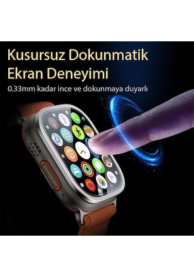 Apple Uyumlu iPhone Watch Ultra 2 49mm Metal Çerçeveli Ekran Koruyucu
