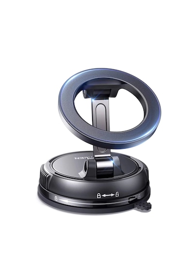 Ultra Güçlü Vakumlu Ve Mıknatıslı 360+360 Hareketli Metal Magsafe Telefon Tutucu Siyah