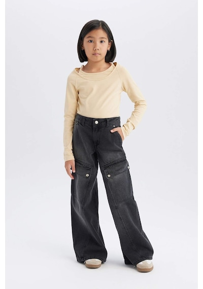 DeFacto Kız Çocuk Wide Leg Kargo Geniş Paça Pamuklu Pantolon D9693A825SPNM36 DeFacto Kız Çocuk Wide Leg Kargo Geniş Paça Pamuklu Pantolon D9693A825SPNM36