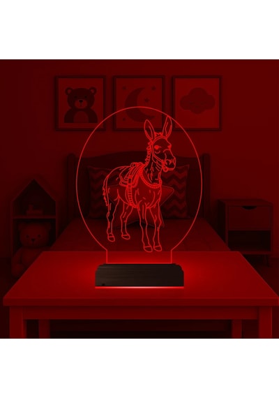 Luvivia Çocuk Odası Donkey 3d Lamba - Masa Gece Lambası Şeffaf