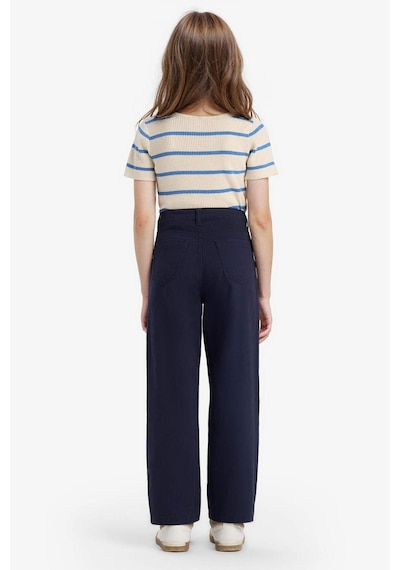 Defacto Kız Çocuk Straight Fit Geniş Bol Paça Cepli Pamuklu Okul Pantolonu C9471a825aunv253 Lacivert