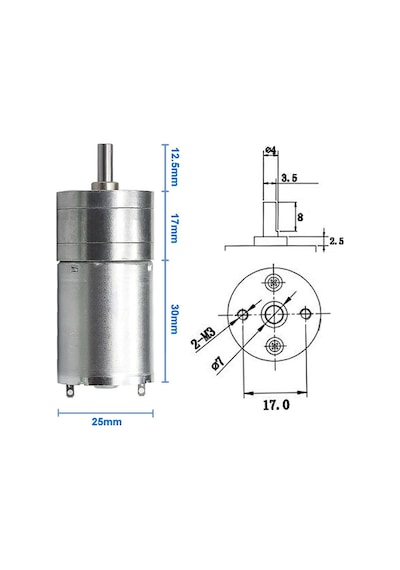 12v 620rpm Jga25-370 Redüktörlü Dc Motor Metal Dişli Yüksek Tork Kuvvet 25mm Robot Oyuncak