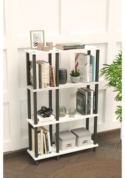 Mirada 4 Katlı Modern Kitaplık Dekoratif Çok Amaçlı Kitaplık Ve Organizer Çok Raflı Düzenleyici - Beyaz Beyaz Mirada 4 Katlı Modern Kitaplık Dekoratif Çok Amaçlı Kitaplık Ve Organizer Çok Raflı Düzenleyici - Beyaz Beyaz