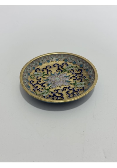 Antika Cloisonne Fincan Tabağı 8cm Mavi