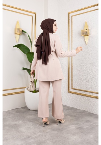 Unika Boutique Kadın İkili Tesettür Takım Bejj