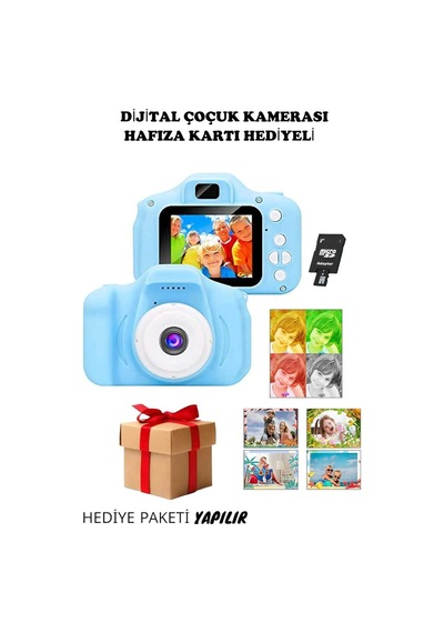 Mini Fotoğraf Makinesi Çocuk Için Eğitici Video Kamera 1080p Hd Ekran Digital Usb Şarjlı Lens Camera Mavi - 281612875