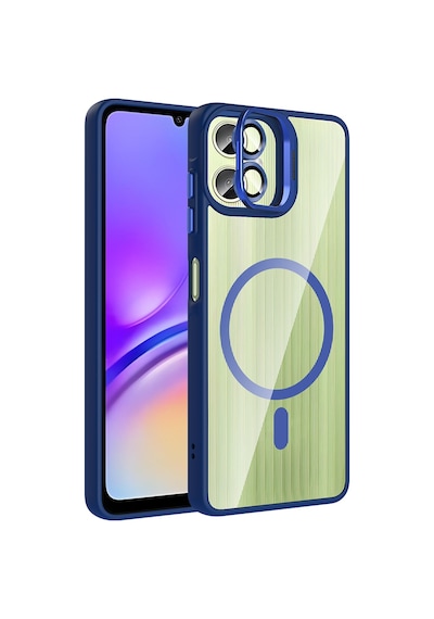 Galaxy Uyumlu A07 Kılıf Standlı Ve Kamera Lens li Mkst Etro Kapak - Lacivert Lacivert