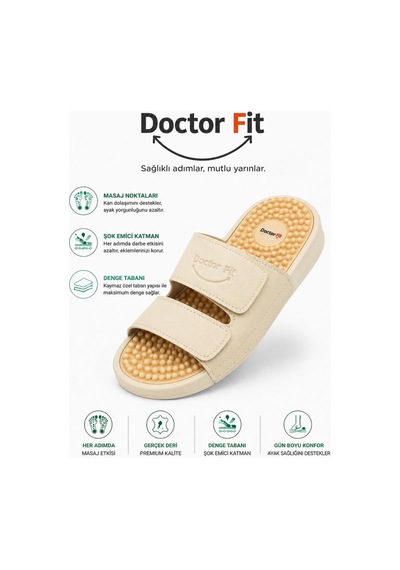 Doctor Fit Refleksoloji Rahatlatıcı,akapunktur Masaj Terliği Bej Erkek Terliği 44 Numara