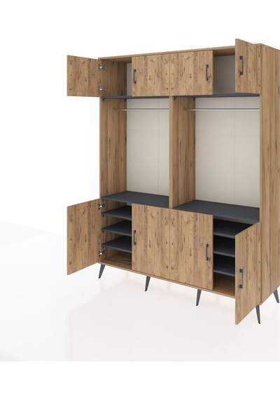 Hyperion Gardrop 10 Raflı 8 Kapaklı 2 Askılı 176x44x221 Çam-çam/antrasit Çam/antrasit Hyperion Gardrop 10 Raflı 8 Kapaklı 2 Askılı 176x44x221 Çam-çam/antrasit Çam/antrasit
