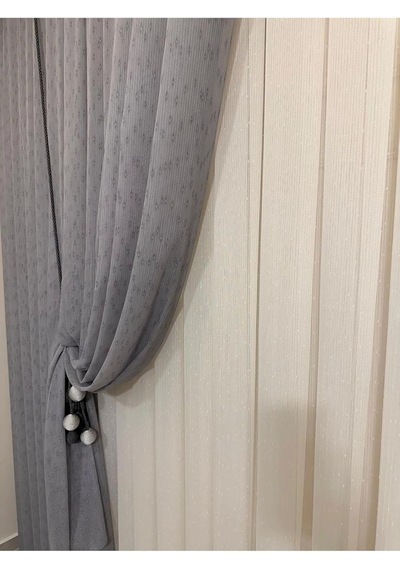 Mızraklı Fır0914 Ar03102 V-105 Gri 1/3 Sık Pileli Tül Perde 250 X 250 Cok Renkli
