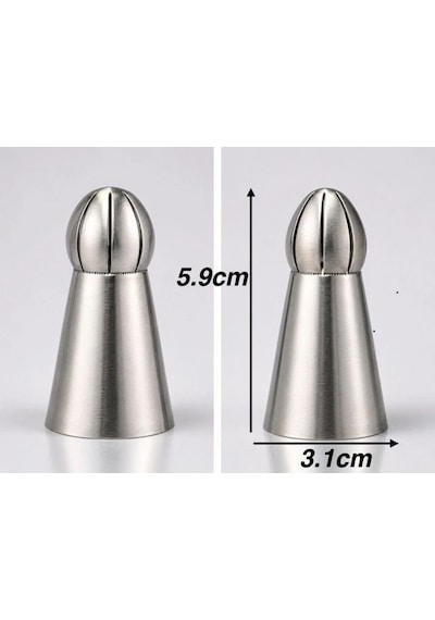 5'li Profesyonel Rus Top Duy Ucu Seti 5.9 Cm Büyük Boy Paslanmaz Çelik Krema Sıkma Ve Fırfır Uçları Çok Renkli