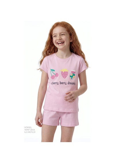 Penti Açık Pembe Kız Çocuk Cherry,Berry Pamuklu 2'li Pijama Takımı
