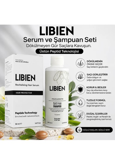 Libien Saç Serumu 50 Ml + Libien Tuzsuz Argan Keratin 200 Ml Şampuan Seti