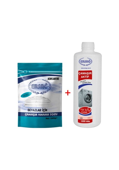 Ersağ Beyaz Çamaşır Yıkama Tozu 1 KG + Çamaşır Aktif 1 L