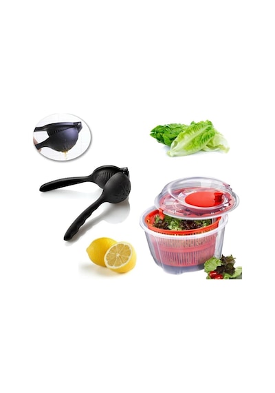 Turuncu Salata Kurutucu Ve Döküm Narenciye Limon Sıkacağı 2'li Set