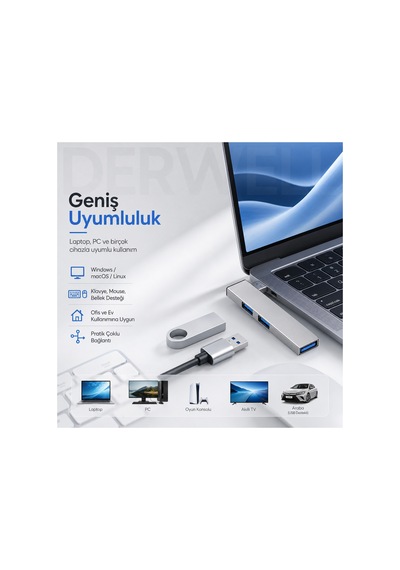 Usb Hub 3 Port Çoklayıcı Çoğaltıcı Dağıtıcı Dönüştürücü Metal Kasa Yüksek Hızlı 5gbps Veri Aktarımı, Usb 3.0 Destekli, Windows Macos Linux Android Uyumlu, Tak Çalıştır Akıllı Korumalı Adaptör