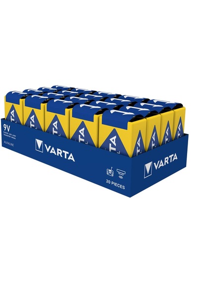 Varta 6LR61 Industrial Batterie 9V Block Alkalin Pil 20'li