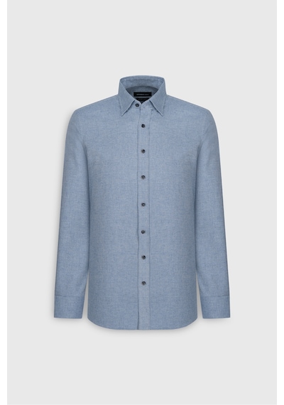 Ac&Co / Altınyıldız Classics Erkek Mavı Slim Fit Dar Kesim Klasik Yaka Flanel Gömlek Mavı Mavi