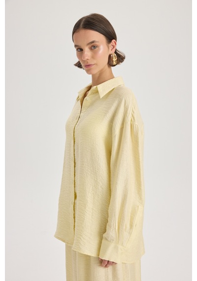 Mai Collection Mai Studios Co. Yovena Düğme Detay Sarı Oversize Gömlek sarı