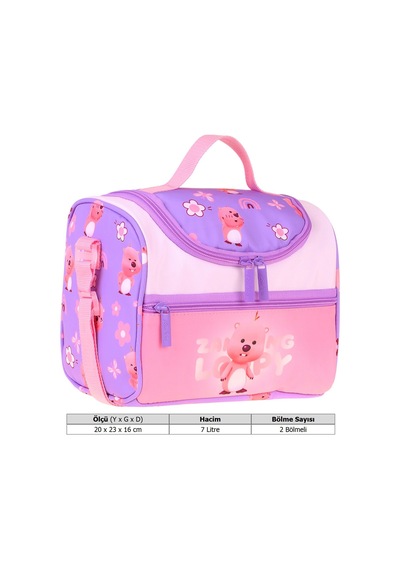 Kaukko Kids Kız Çocuk Loopy Baskılı Isı Yalıtımlı Okul Beslenme Çantası Lila - Pembe - L5304