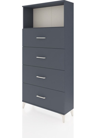 Arges Dolap 2 Raflı 4 Çekmeceli 88x30x182 Antrasit-antrasit Antrasit