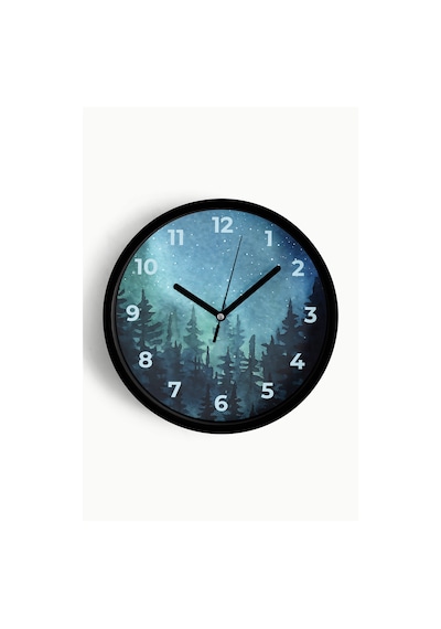 Soyut Gece Görüşü Modern Duvar Saati - 30cm - Önü Camlı Siyah Kasa - Sessiz Mekanizma-jh0840 Siyah