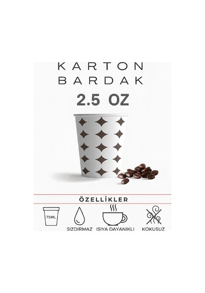 2.5 Oz 70-75 Ml Karton Bardak, 1000 Adet, Ekonomik Koli, Tadım, Kahve, Espresso, Zemzem Bardağı