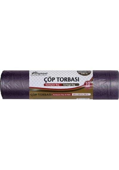 Atiplast Sk006430 Konteynır Boy Siyah Çöp Torbası 120 X 150 Cm, 240 L, 800 Gr, 10 Adet