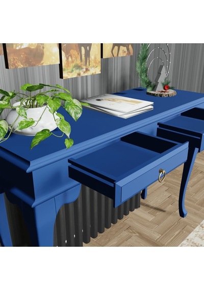 Roys Ahşap 130 Cm Mavi Çekmeceli Petek Üstü Yüksek Dresuar Ahşap