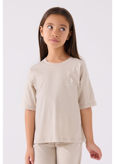U.S. Polo Assn. U.s. Polo Assn Kız Çocuk Krem Bermuda Takım Us1848-c-v19 KREM