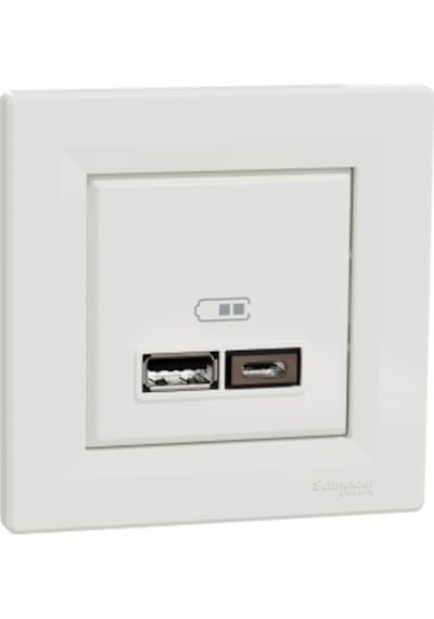 Schneider Eph2700321 Asfora Beyaz İkili Type C Usb Prizi 2.4 A
