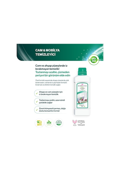 Doğal Konsatre Özel Bileşenli Formül Cam & Mobilya Temizleyici 750 Ml
