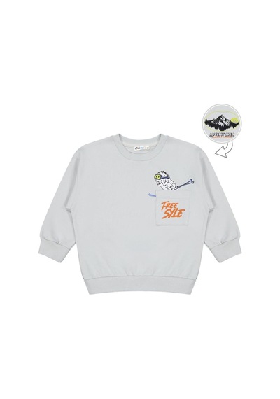 Civil Boys Karyoka Dikişli 2-5 Yaş Sweatshirt Açık Gri