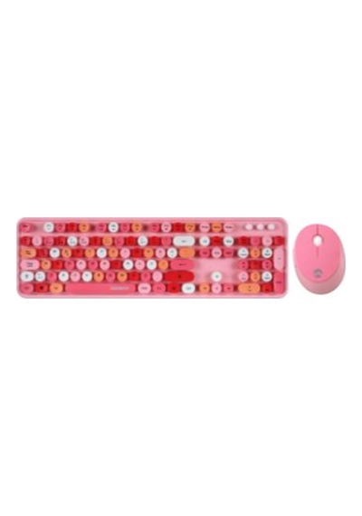 Everest Round Km-6282 Renkli Tuşlu Pembe Kablosuz Q Multimedia Klavye + Mouse Set Lazer