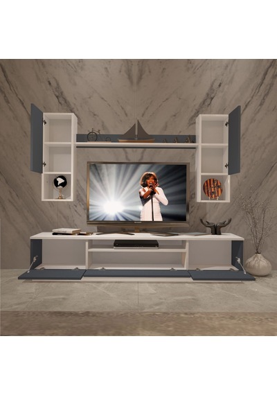 Decoraktiv Trendstyle 5da Mdf Tv Ünitesi Tv Sehpası Beyaz - Antrasit