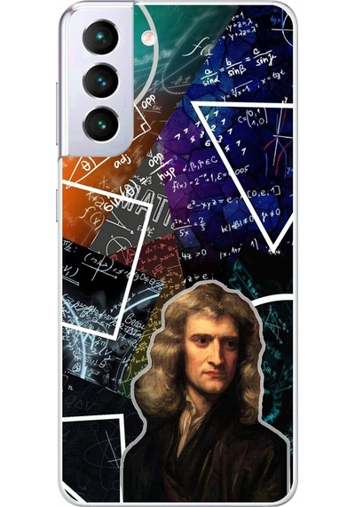 Samsung Galaxy S21+ Uyumlu Şeffaf Kılıf Isaac Newton Tasarımlı