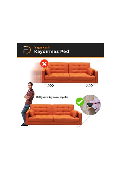 Furndiy Kendinden Yapışkanlı Kare Kaydırmaz 30 Mm X 30 Mm Siyah 21 Parça Siyah