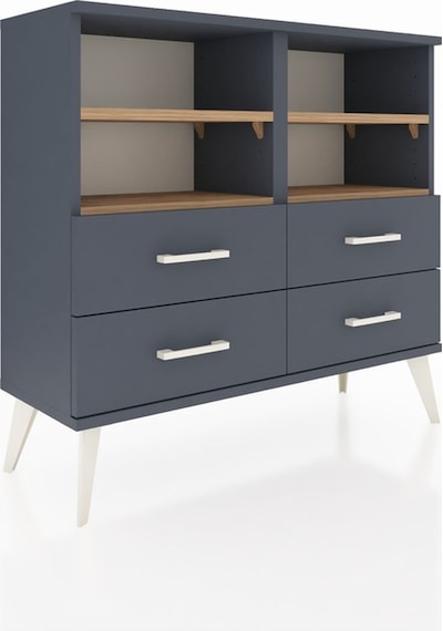 Arges Şifonyer 4 Raflı 4 Çekmeceli 88x30x80 Antrasit-çam/antrasit Çam/antrasit