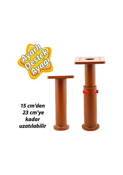 Modül Ayarlanabilir Destek Ayağı 15 X 23 Cm Kahverengi Ayak Mobilya Kanepe Baza Koltuk Ünite Ayakları