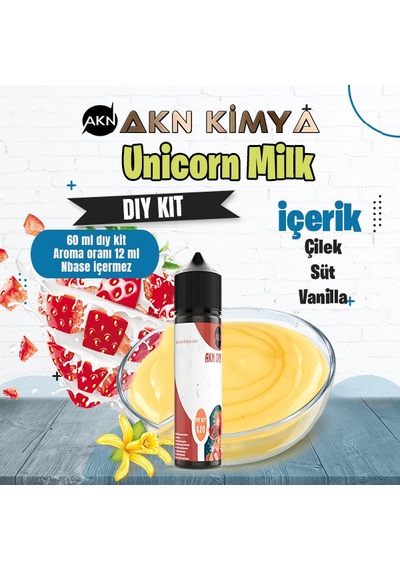 Unicorn Milk Cutwood Dıy Kit Çilek Süt Vanilya Gıda Aroması %20 Oranda Aroma İçerir Hazır Değildir 60 Ml