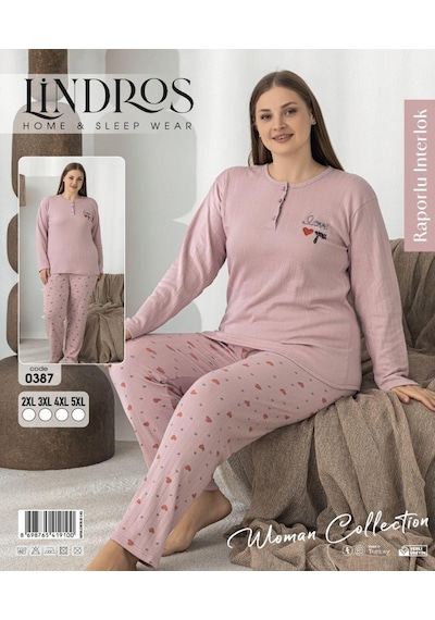 Boyraz Lindros Kadın Düğme Yaka Raporlu İnterlok Kışlık Battal Pijama Takımı 0387 - 1 Adet Gülkurusu Boyraz Lindros Kadın Düğme Yaka Raporlu İnterlok Kışlık Battal Pijama Takımı 0387 - 1 Adet Gülkurusu