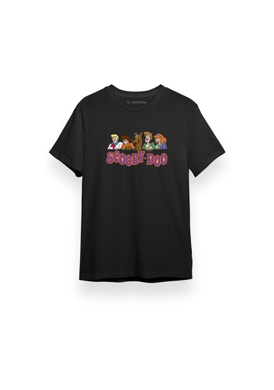 Scooby Doo Team Heads Logo Siyah Kısa Kol Erkek Tshirt 001