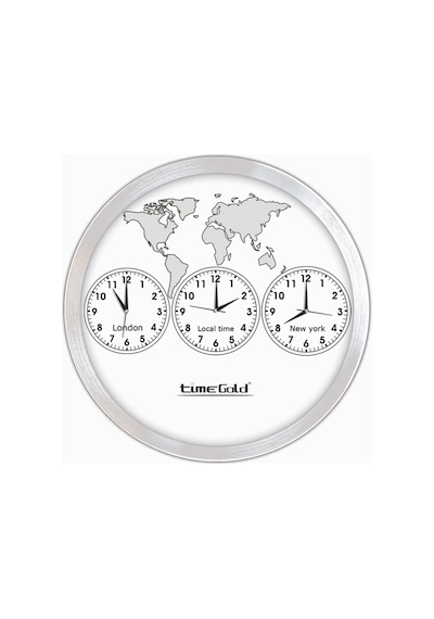 London Newyork Local Time Çoklu Duvar Saati Beyaz