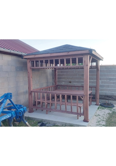 Ahşap Pergola Kamelya Çardak Maun Renk Bahçe