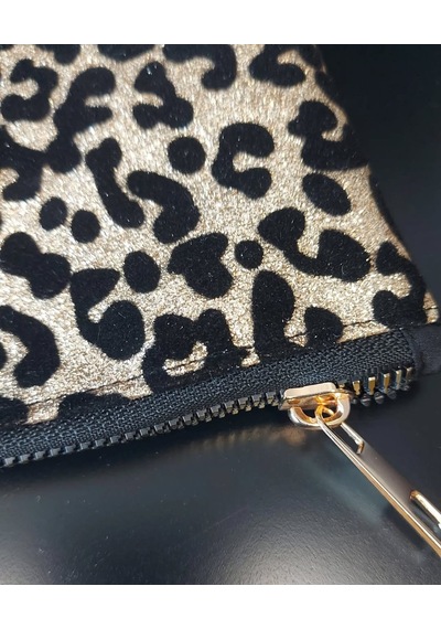 Meryy Collection Clutch Çanta Kadife Leopar Detaylı Leopar