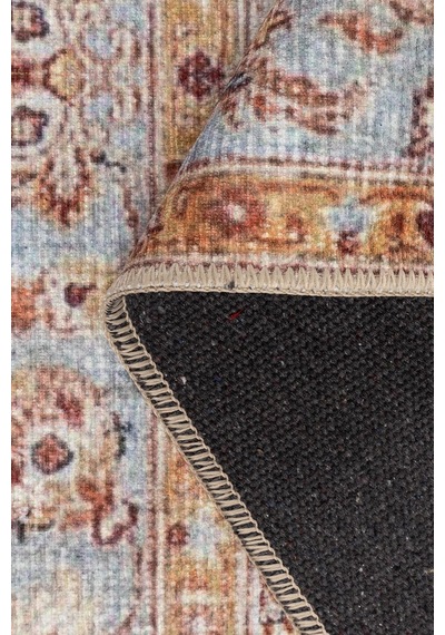 Artloop Folk Krem Vintage Çiçek Motifli Klasik Desenli Dokuma Tabanlı Şönil Halı Al 582