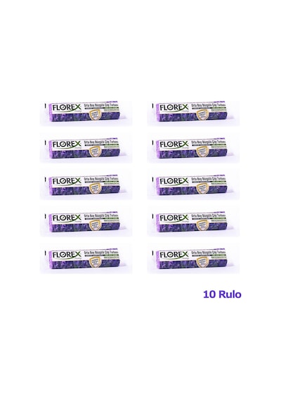 Florex 40 Litre Büzgülü Lavanta Kokulu Çöp Torbası Poşeti / 55 x 60 CM - 10 Adetlik 10 Rulo