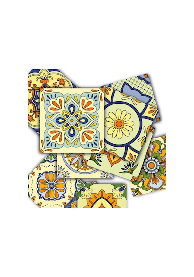 Tink Kendinden Yapışkanlı Sarı Tile Desenli Pvc Karo Kaplama 15x15 Cm 10'lu Paket