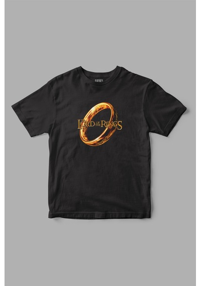 "lord Of The Rings" Lotr Yüzük Ring Baskılı Tişört Siyah